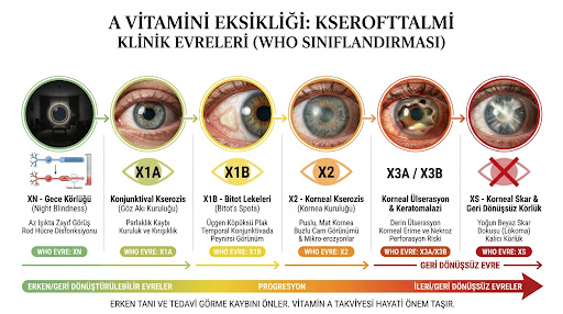 Kseroftalmi evreleri - A vitamini eksikliği göz bulguları