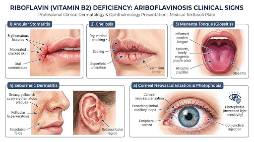 Riboflavin eksikliği (ariboflavinozis) klinik bulguları