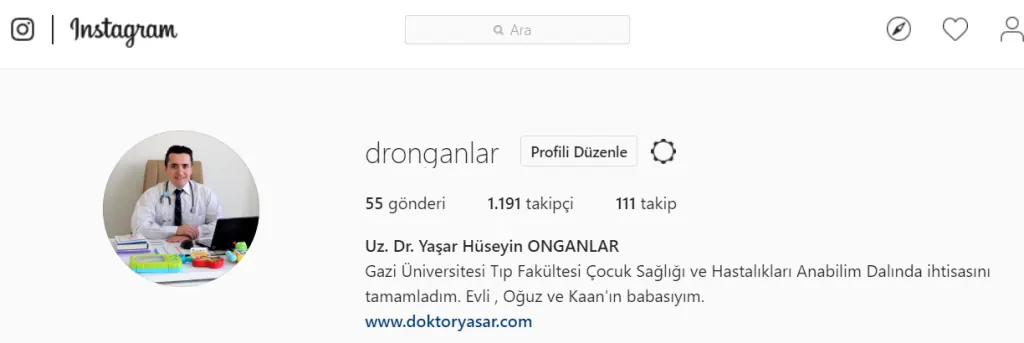 Dr. Yaşar Hüseyin Onganlar Instagram — @cocukdoktoruankara
